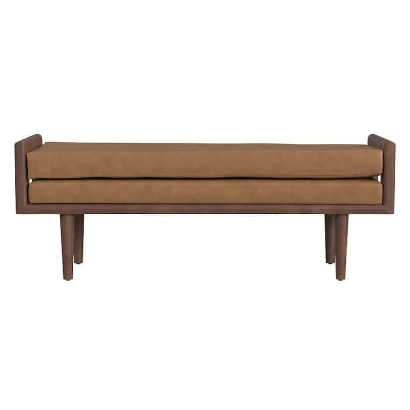 HomePop Upholstered Mid-Century Modern Wood Frame Upholstered Bench