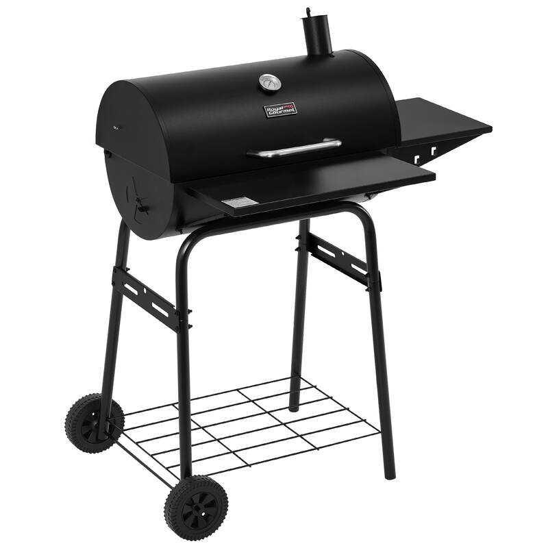 Royal Gourmet CC1624 Barrel Charcoal Grill with Side & Front Shelves