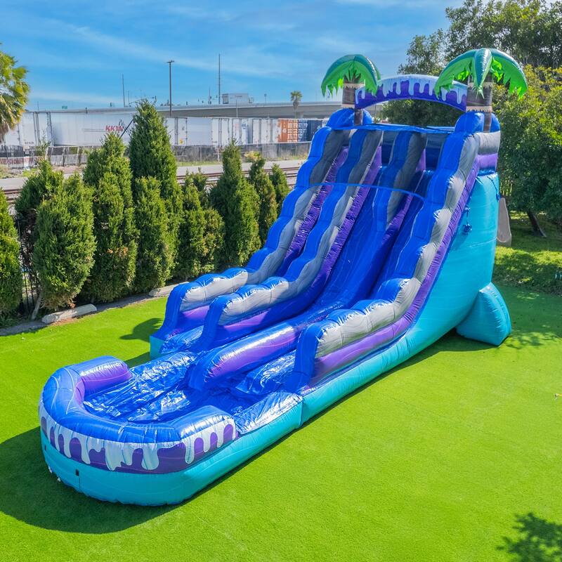 XJUMP Tropical Deep Sea 19' Dual Lane Side Loader Water Slide with Pool, for Kids and Adults, Commercial Grade (Blower Included)