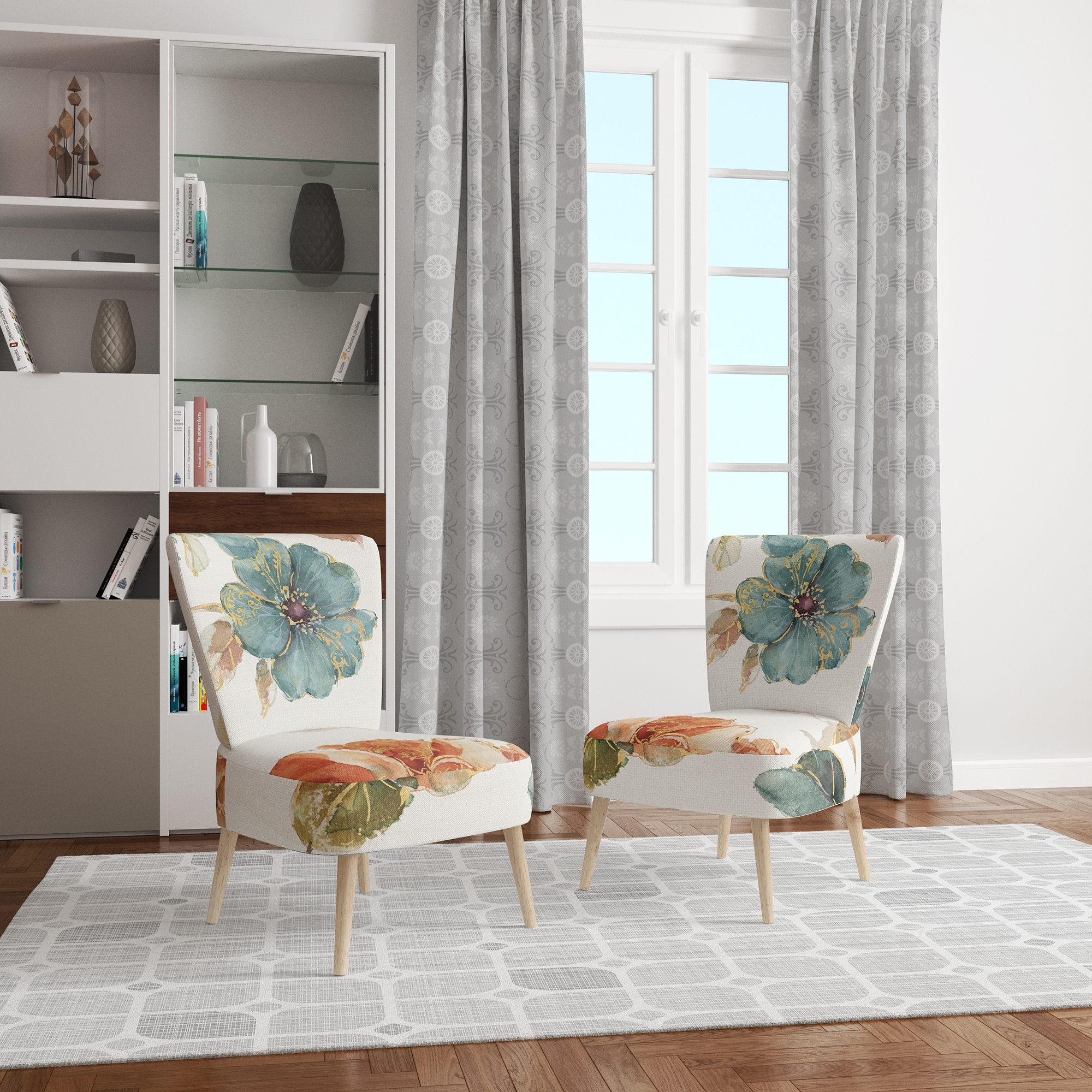 Designart "Cottage Bird On Orange Flower Twig" Upholstered - Picture 17 of 20