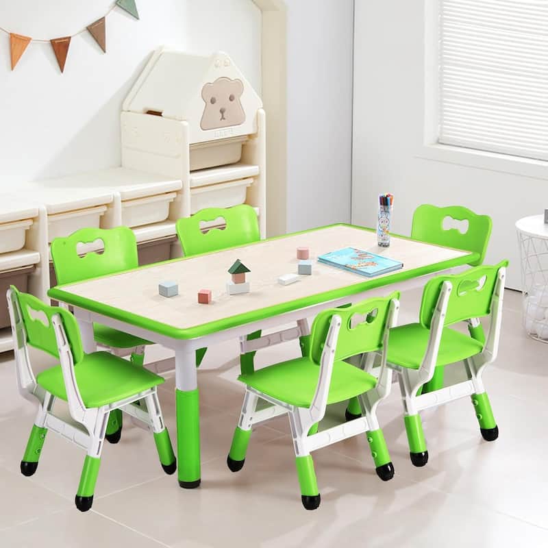 Kids Table and 6 Chair Set - Green