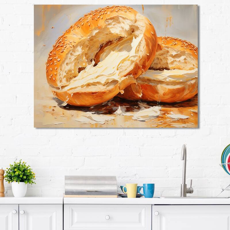 Designart "Bagel Bliss Toasted Breakfast" Breakfast Wall Art