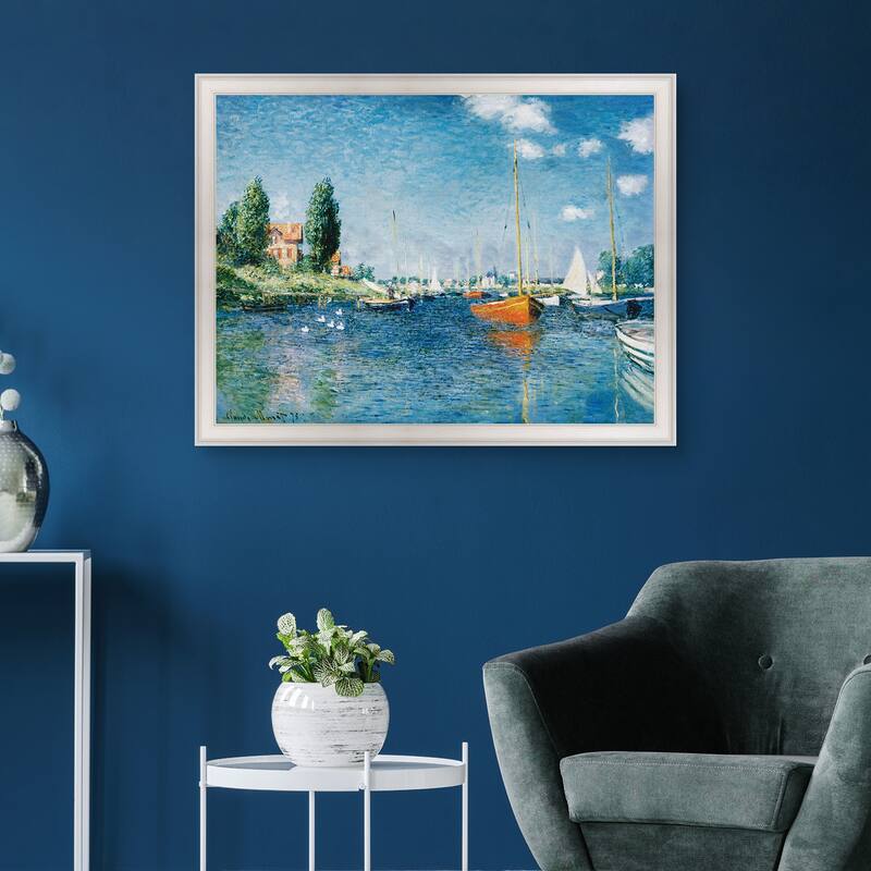 Masterpiece Art Gallery| Red Boats at Argenteuil by Claude Monet - Framed Canvas Art Print