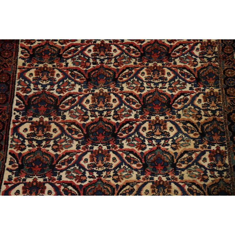 Hand Knotted Oriental 100% Wool Carpet Traditional Floral Beige & Ivories Bidjar Area Rug - 6' 11'' X 5' 0''