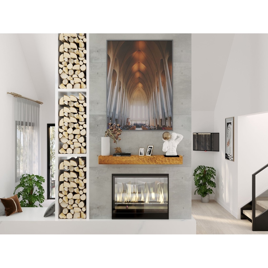 Rough Hewn Fireplace Mantel Shelf