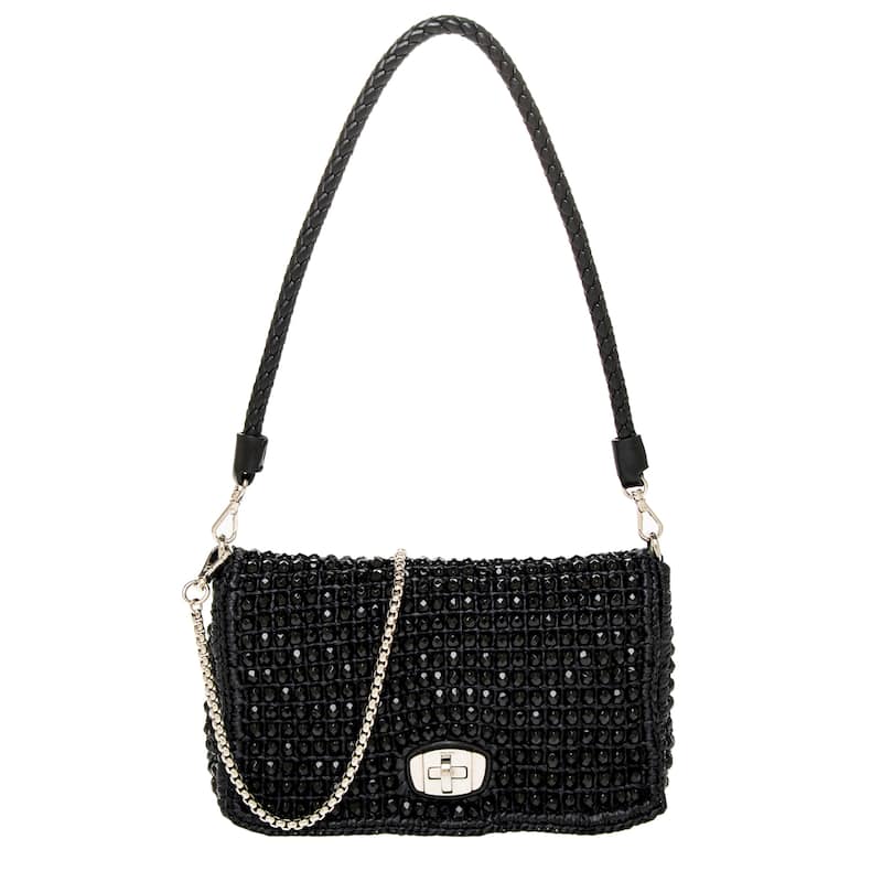 Miu Miu Beaded Woven Handbag - Black