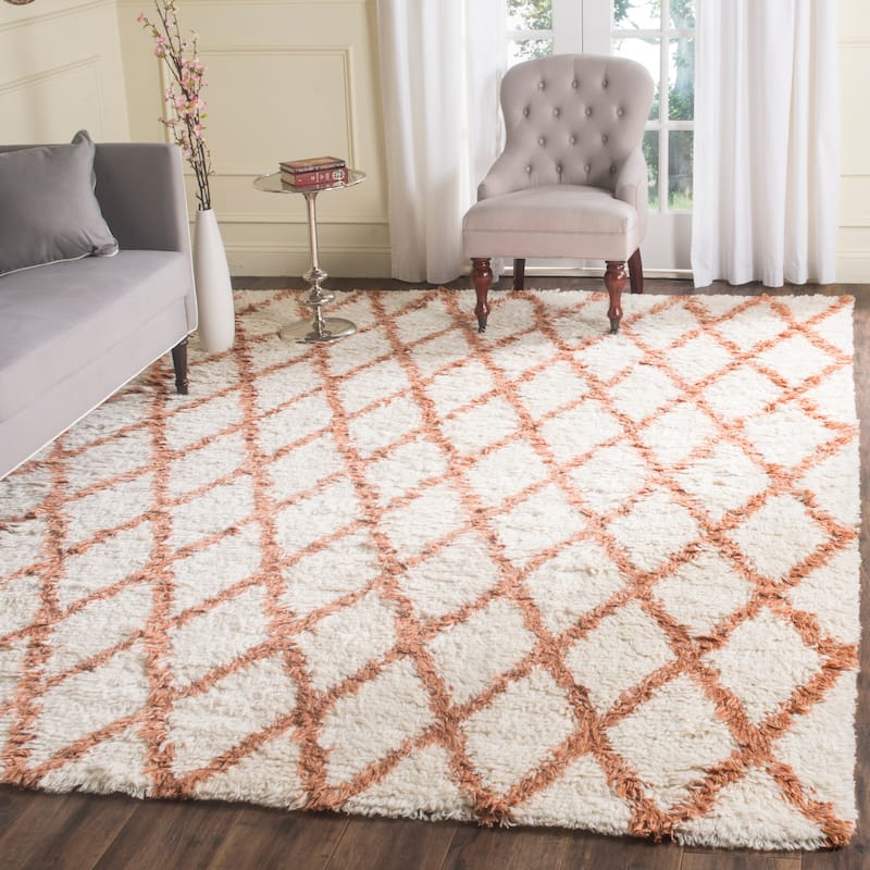 SAFAVIEH Hand-knotted Kenya Enke Southwestern Tribal Wool Rug - 9' x 12' - Ivory/Terracotta
