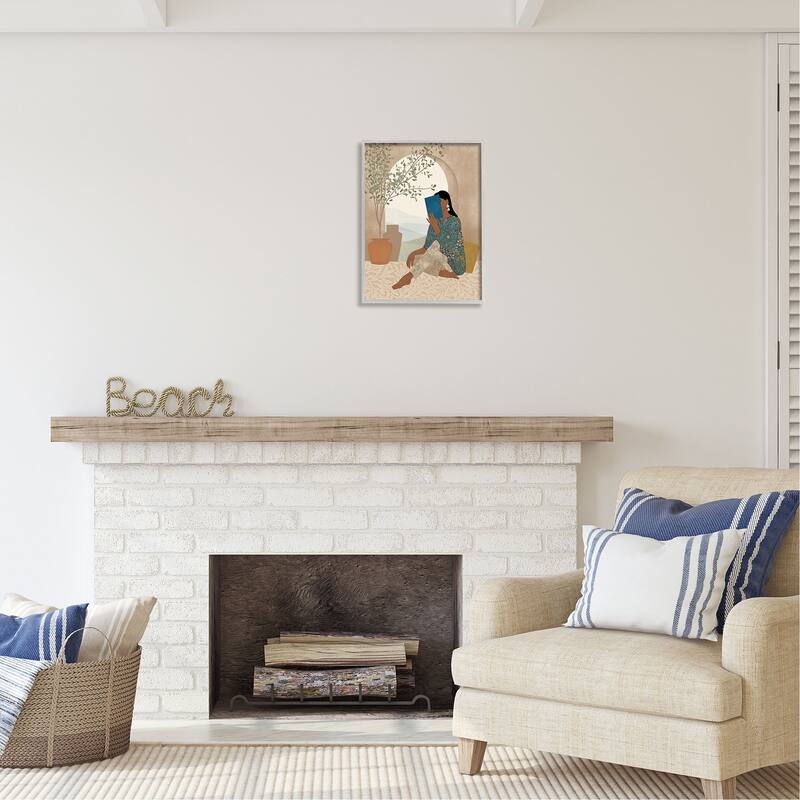 Stupell Boho Woman Reading Framed Giclee Art Design by Victoria Barnes