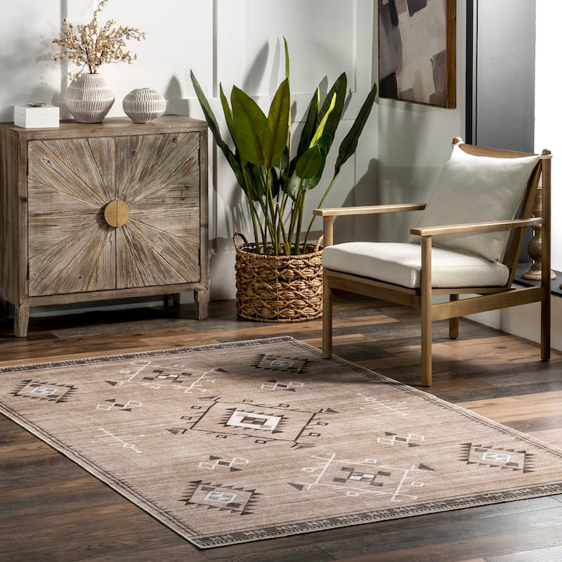 Nuloom Shenai SplashGuard Machine Washable Area Rug - 5' x 8' - Taupe