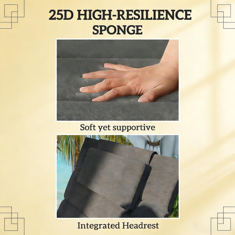 GDFStudio - Sage Outdoor Foldable Lounge Chair Cushion Set with High-resilience Foam & 6-Position Ties - 80"L