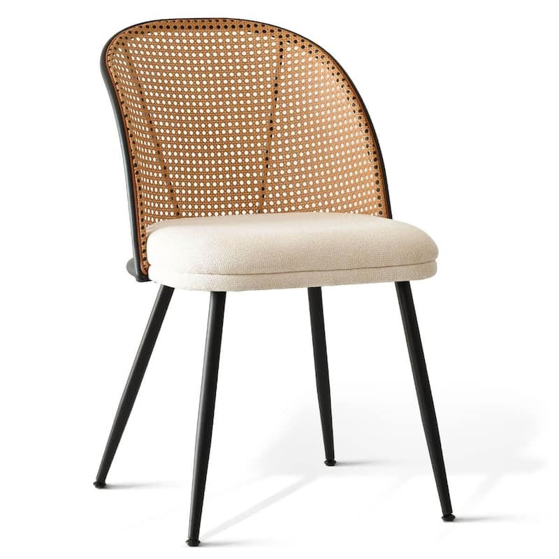 Upholstered Faux Rattan Dining Chairs (Set of 4)