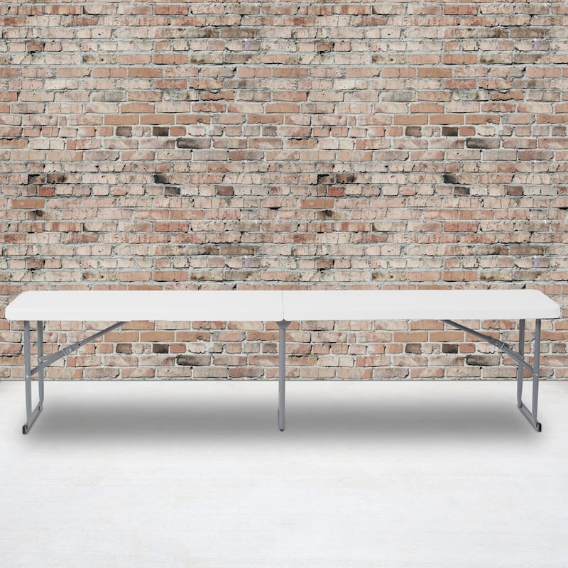 10.25"W x 71"L Bi-Fold Granite White Plastic Bench with Carrying Handle - Granite White