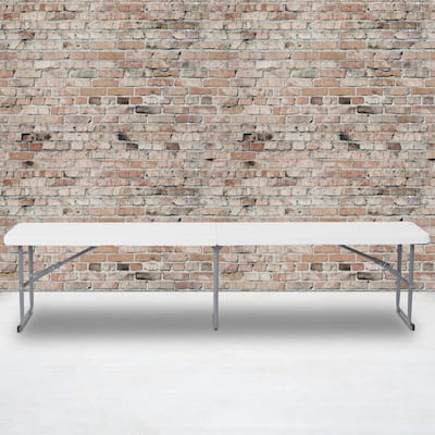 10.25"W x 71"L Bi-Fold Granite White Plastic Bench with Carrying Handle
