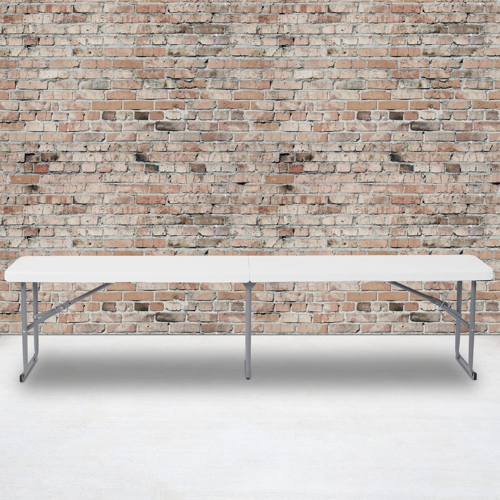 10.25"W x 71"L Bi-Fold Granite White Plastic Bench with Carrying Handle