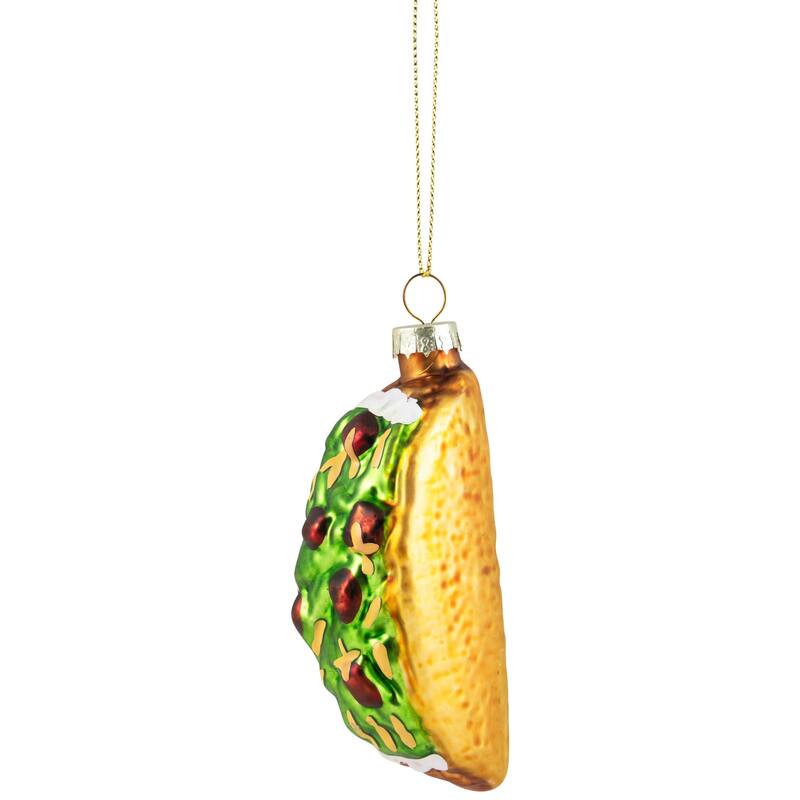 Taco Glass Christmas Ornament - 3.5" - Yellow