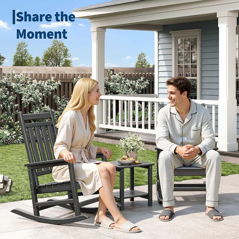 2 PCS HDPE Rocking Chair Outdoor, Porch Rocker Chairs for Patio Front Porch