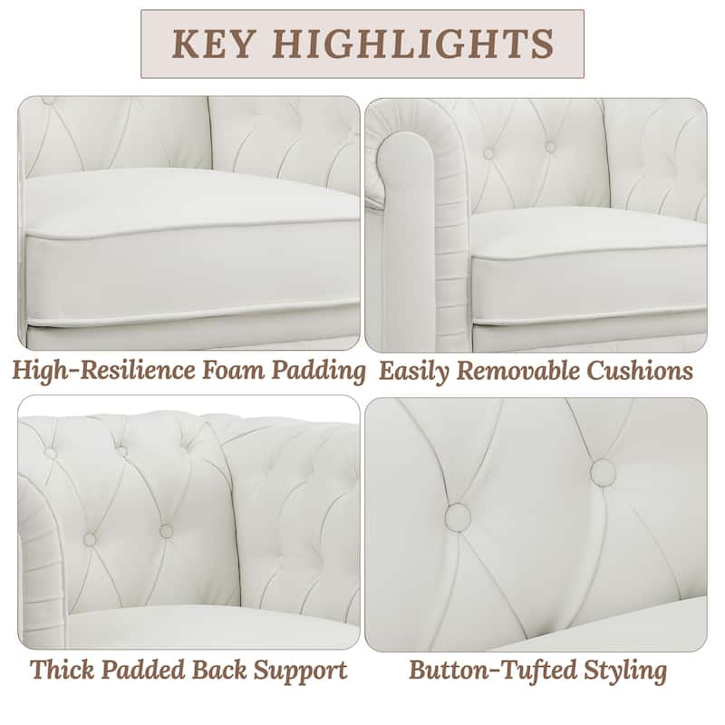 Elegance Chesterfield Mid-Century Modern Sofa, Loveseat & Chair – Luxurious Comfort for Cozy Living Rooms