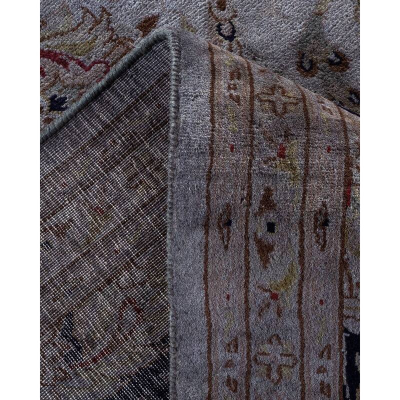 Overton Hand Knotted Wool Vintage Inspired Modern Contemporary Overdyed Gray Area Rug - 8' 1" x 10' 5"