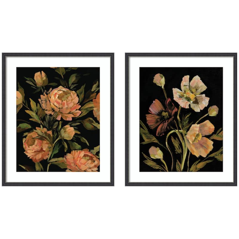 Kate and Laurel Moody Floral 3 & 5 2 Piece Framed Wall Art Print Set by Annie Quigley - 2 Piece Set 21x25
