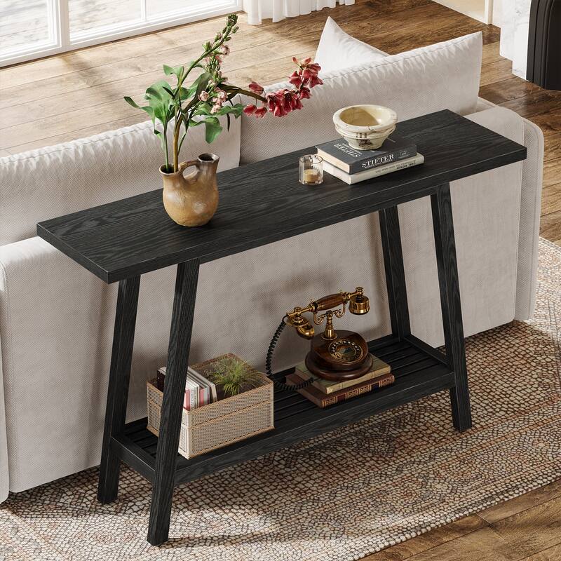 Solid Wood Console Table, Entryway Table with Storage Shelf, Couch Behind Sofa Table Hallway Foyer Accent Table
