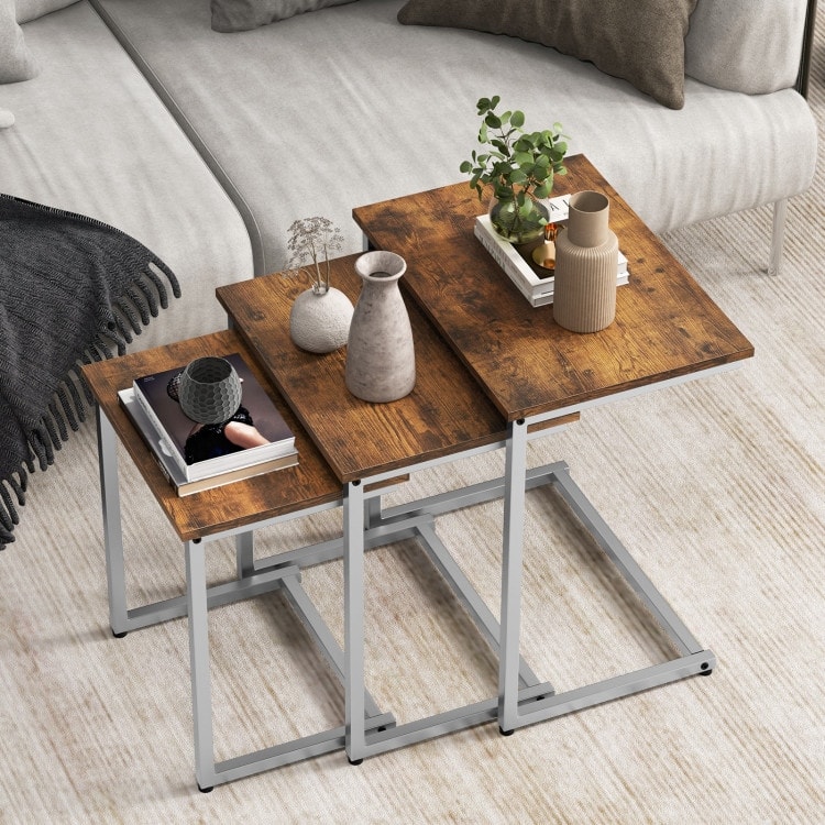 3 Pieces Multifunctional Coffee End Table Set - 20" x 14" x 22" (L x W x H)