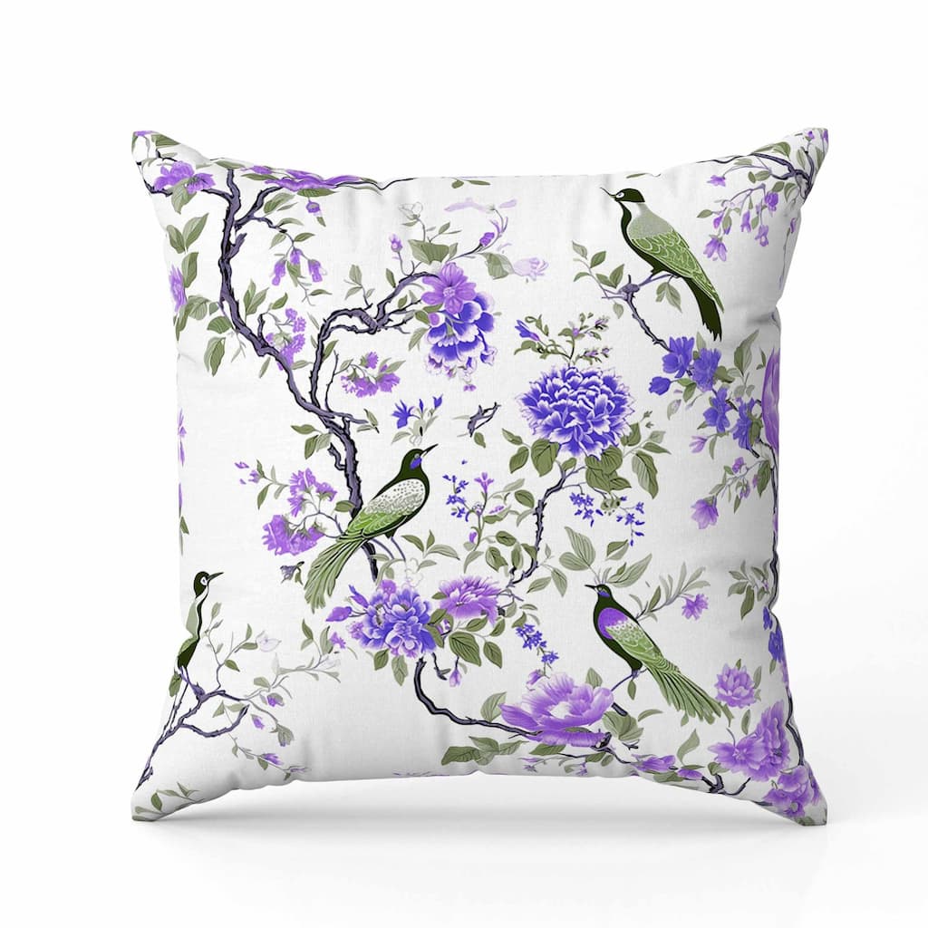 Flight of the Forest Faux Suede Reversible Throw Pillow White and Green