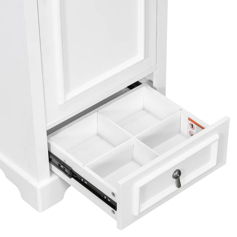 20 Inch Bathroom Vanity With Ceramic Sink, Soft Close Door, Adjustable U-Shaped Shelf, Compartment Drawer And Door Storage Rack