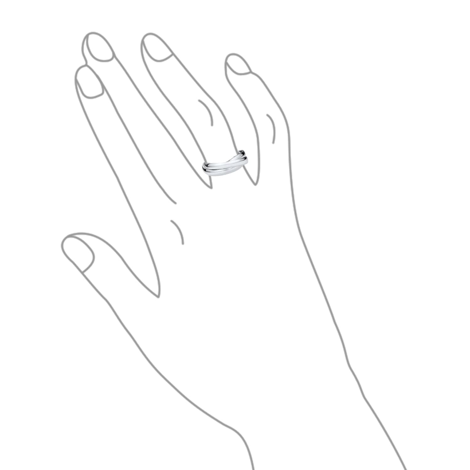 Argent Sterling .925 3 Bande russe Rolling Ring Taille 10 Style # r2000