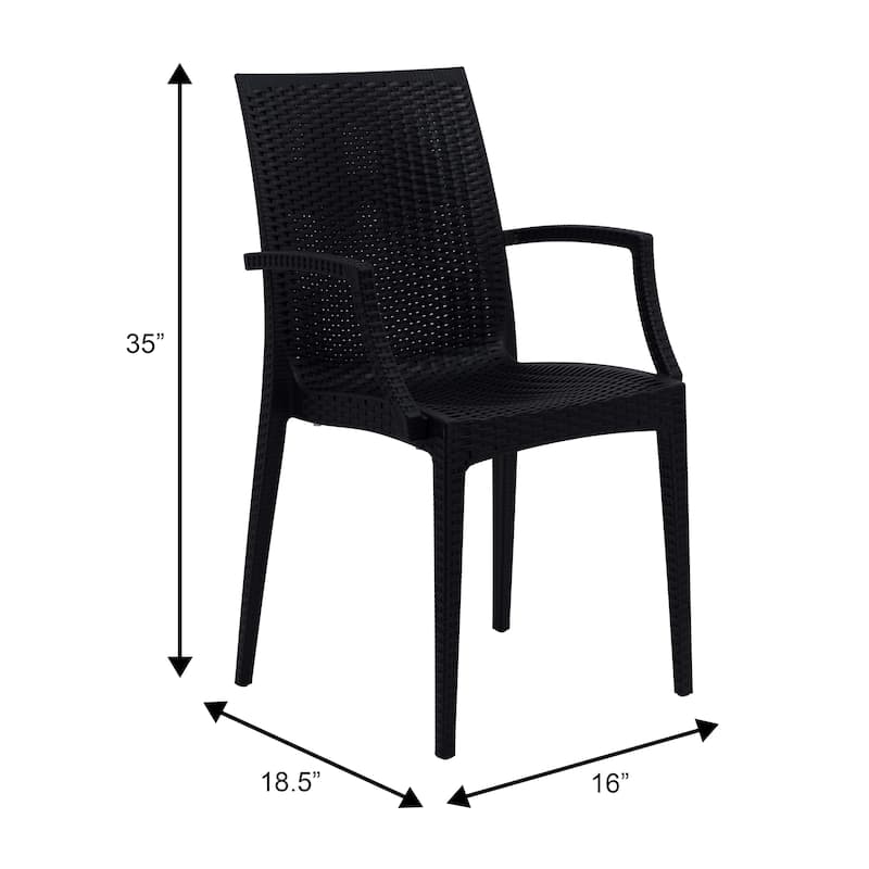 Mace Polypropylene Stackable Armrest Patio Dining Chair with Woven Design for Outdoor Dining Patio Indoor Gatherings