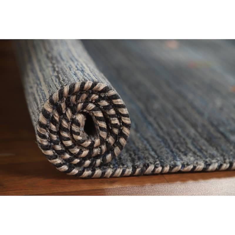 Hand Knotted Oriental 100% Wool Carpet Tribal Tribal Navy Blue & Blues Gabbeh Area Rug - 4' 10'' X 3' 1''