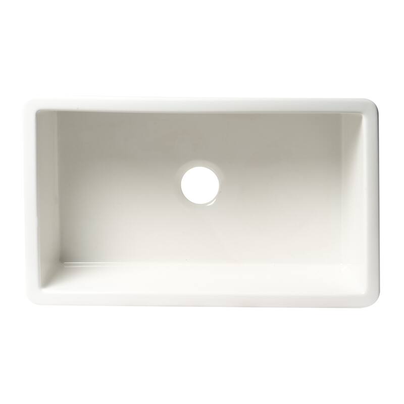 ALFI brand ABF3018UD-W White 30" x 18" Fireclay Undermount / Drop In Fireclay Kitchen Sink
