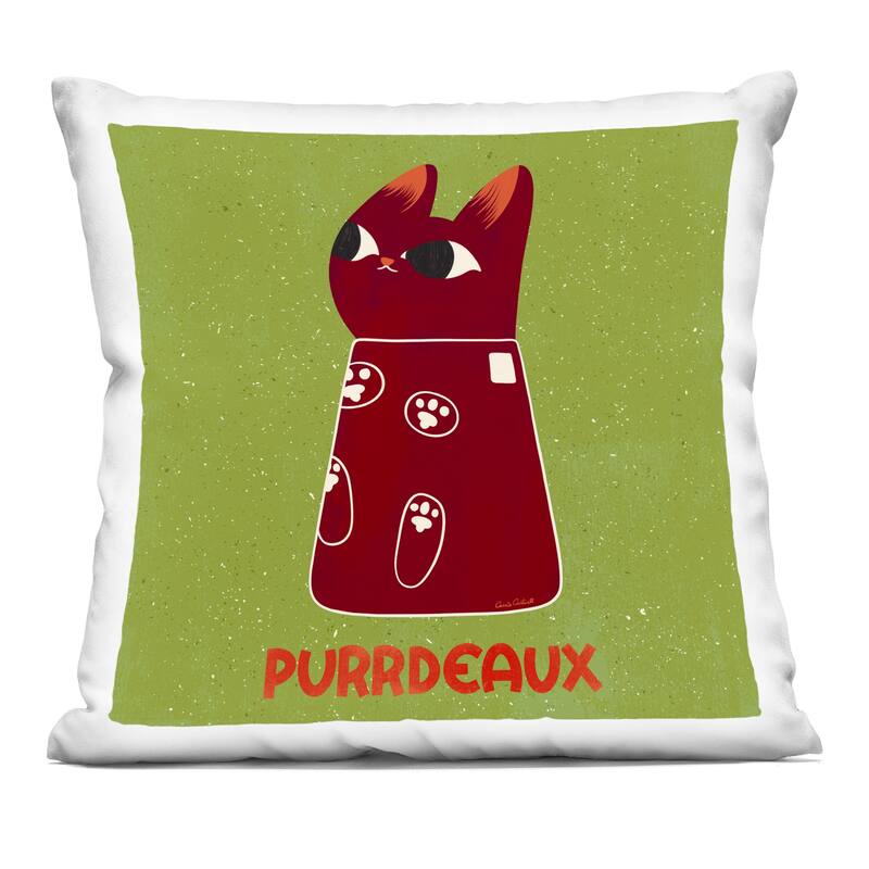 Stupell Purrdeaux Feline Wine Decorative Printed Throw Pillow Design by Carrie Cantwell - Accent - Polyester - Green - Single