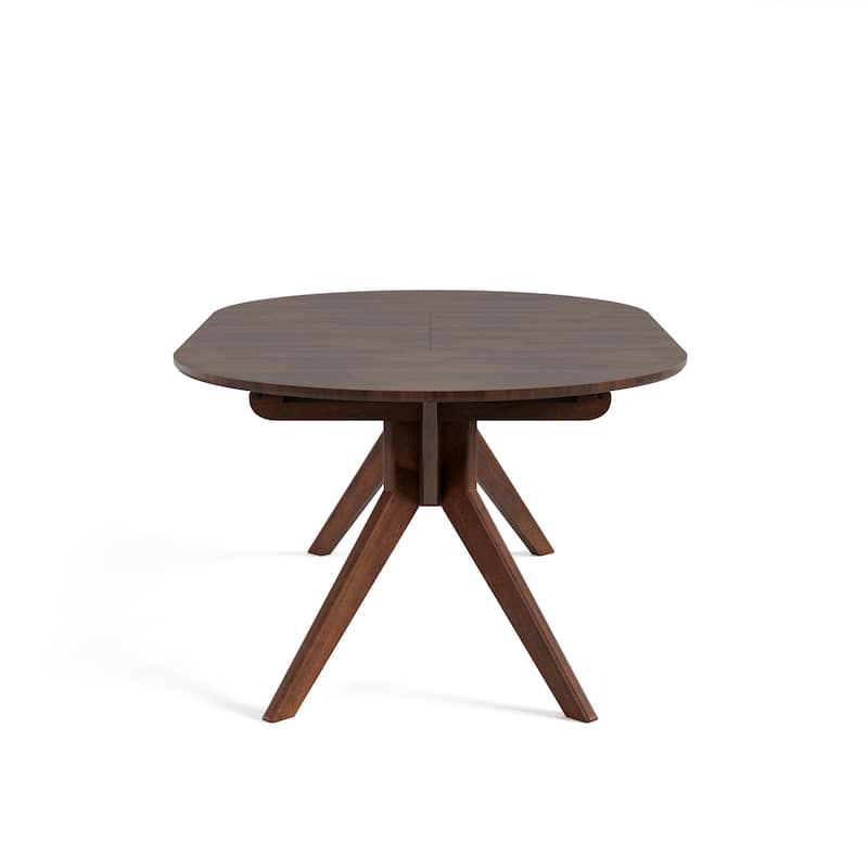 Furniture of America Abigail V Mid-Century Modern 5-Piece Rich Walnut Solid Wood Convertible Dining Set with Butterfly Leaf