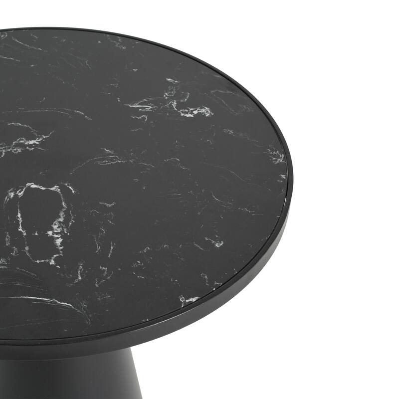 Christopher Knight Home - Lunaro Modern Marble Pattern Top/ Round Glass Top Round Side Table with Black Iron Base