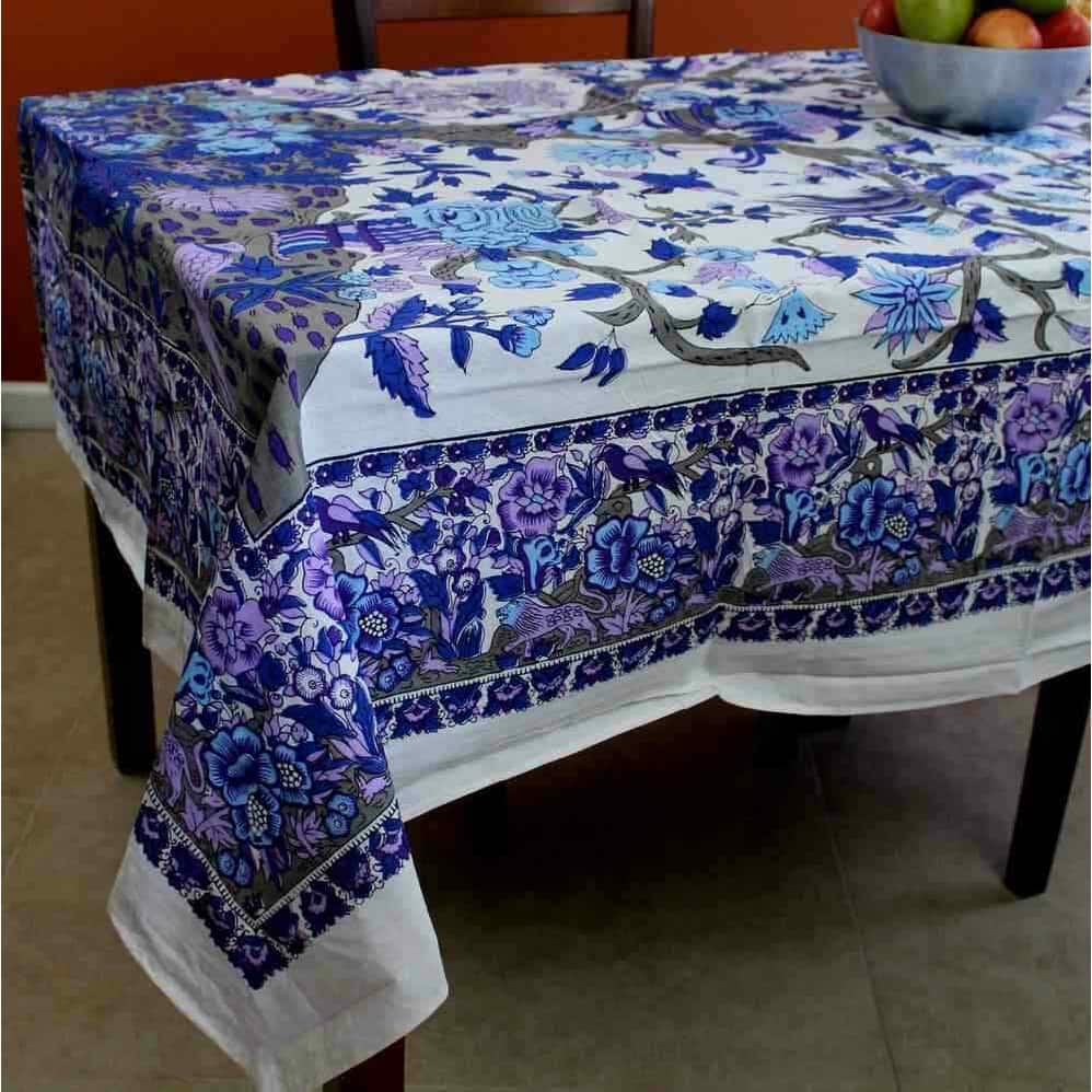 Vibrant Cotton Floral Tree Of Life Tablecloth Collection