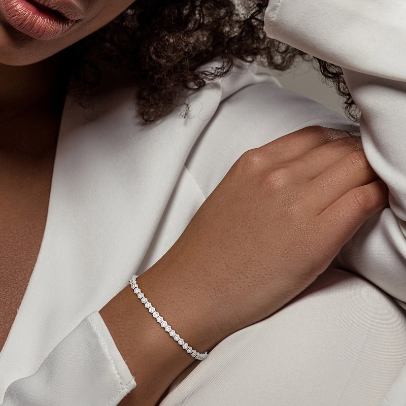 Miadora 6 3/4ct TGW Created White Sapphire Tennis Bracelet Sterling Silver