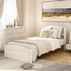 preview thumbnail 1 of 6, Classic Twin Platform Bed with Built-in Storage Drawer and Solid Wood Slats White