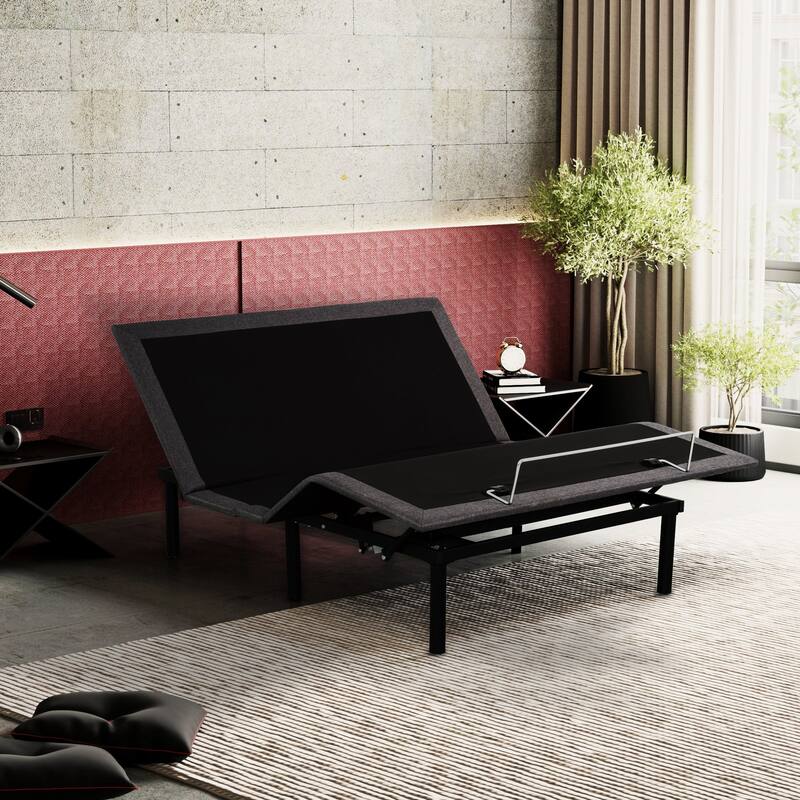 Adjustable Bed Base Frame with Wired Remote, Premium Metal Recliner Bed - Twin XL