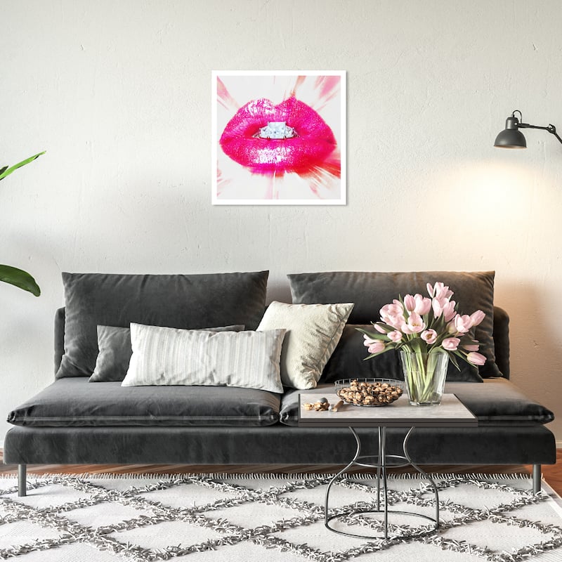 Wynwood Studio Canvas Fashion and Glam Diamonds and Kisses Pink and Hot Pink Glam Wall Art Canvas Print - 20 x 20