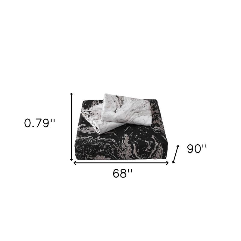 HomeRoots Black Gray And White Twin Microfiber 1400 Thread Count