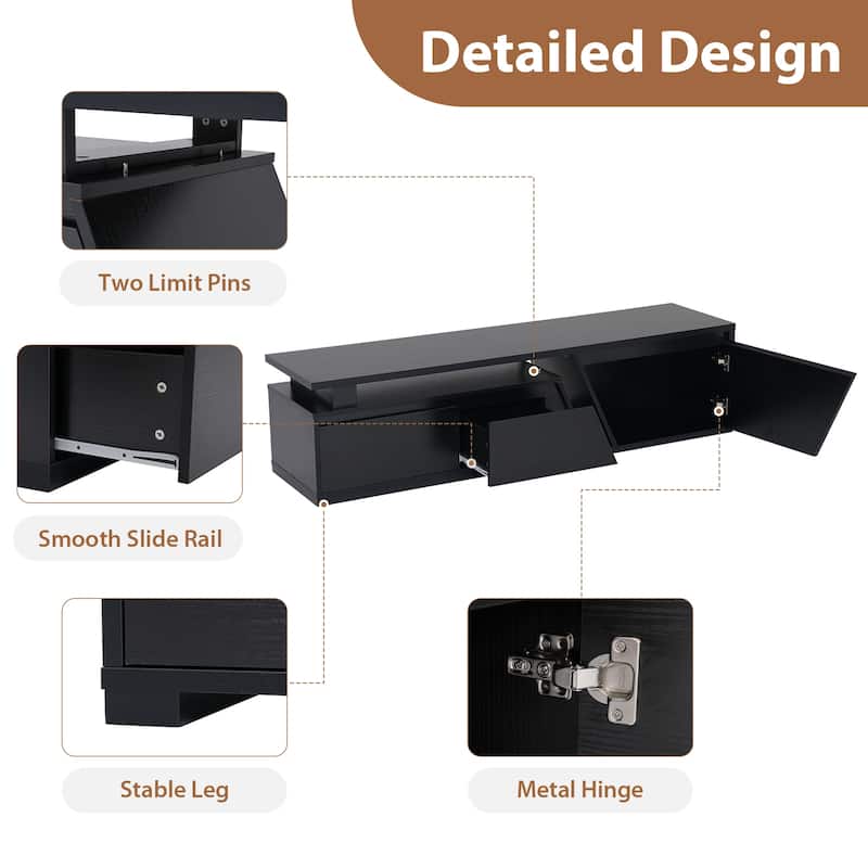 Modern Extendable Rotating TV Stand with LED Lighting