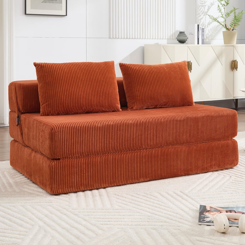 Rossetta Contemporary Square Space-Adaptive Foldable Design Corduroy Lasting Comfort Sofa, Easy to Assembly and Store