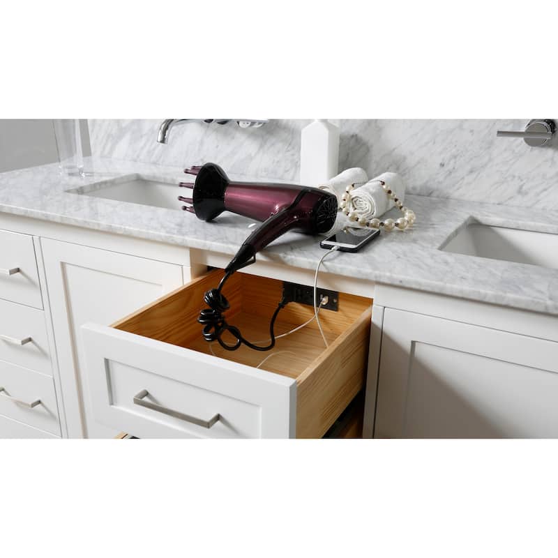 Ultimate Classic Premium 72 In. Vanity In White With Carrara White Marble Vanity Top with white basins and Mirror