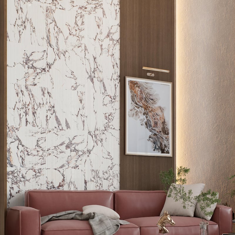 Merola Tile Touche Pleated Deco Rubis 11-3/4" x 23-1/2" Porcelain Floor and Wall Tile - Case (6 Tiles)