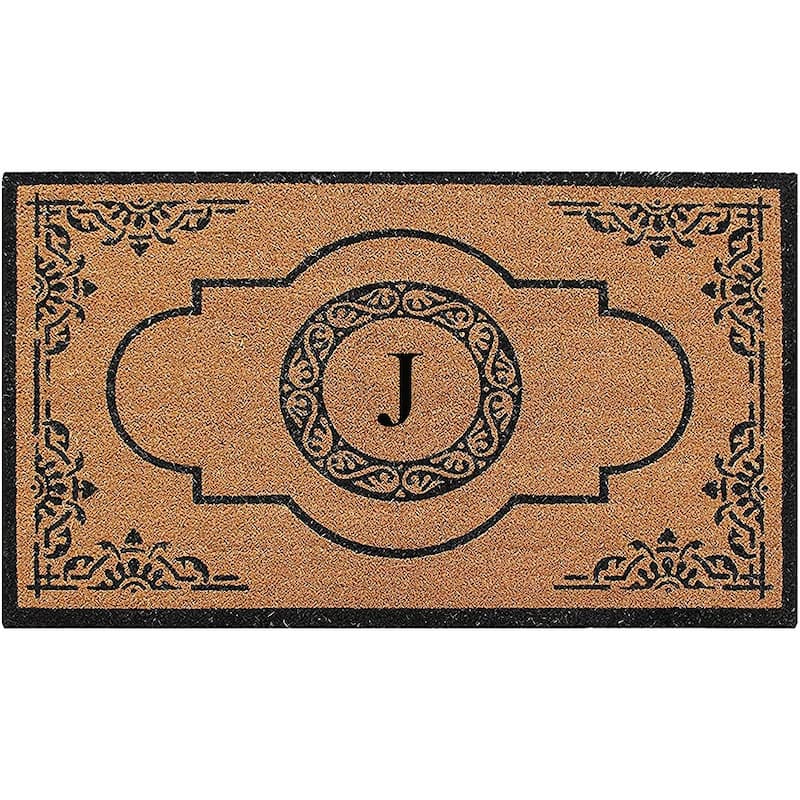 A1HC Abrilina Hand Crafted Heavy Duty Outdoor Monogram Doormat 36"X72" - J