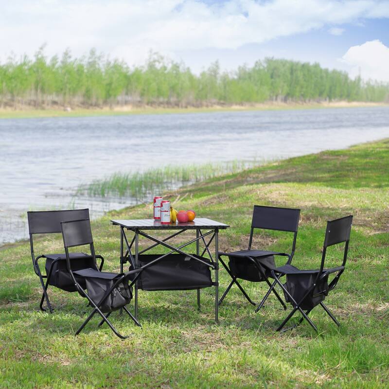Set of 5, Folding Outdoor Table and Chairs Set for Indoor, Outdoor Camping, Picnics, Beach,Backyard, BBQ, Party, Patio