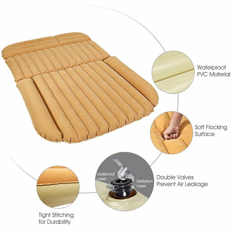Camel Inflatable Car Mattress with Rapid Inflation and Waterproof Flocked Surface Camping and Travel
