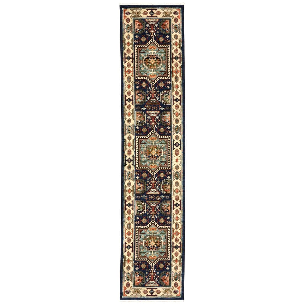 Style Haven Leander Vintage Medallion Fringed Wool Blend Area Rug