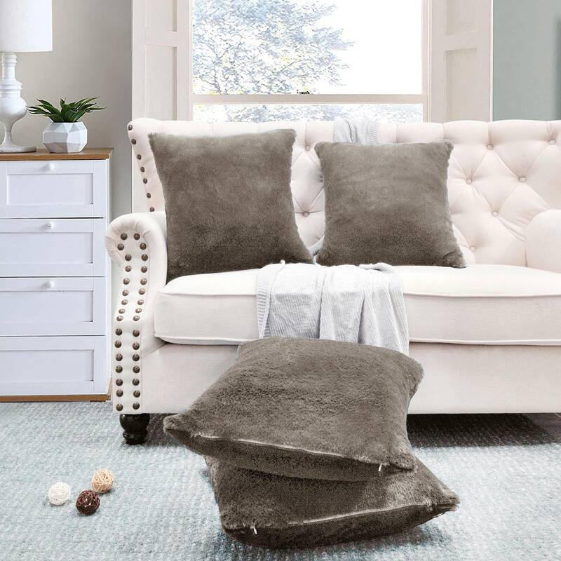 Fauxfur Pillow Shell Set 20'X20" - Chocolate
