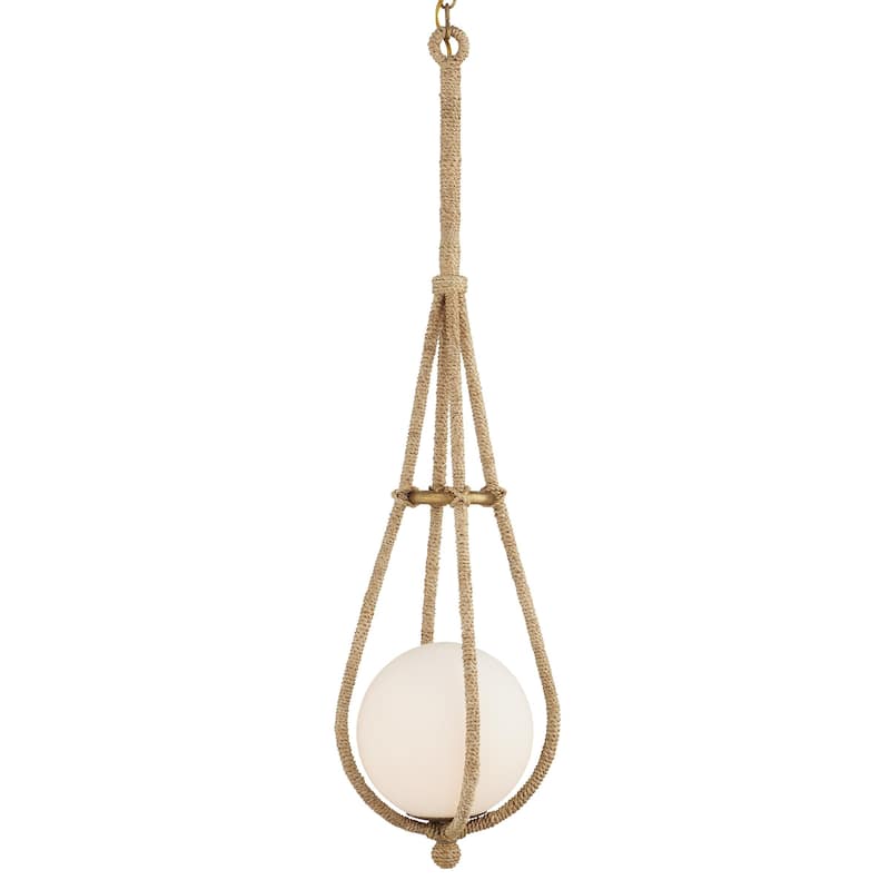 Currey & Company Passageway Pendant - 37"h x 7.5"dia - 37"h x 7.5"dia - Natural/Dorado Gold/Frosted White